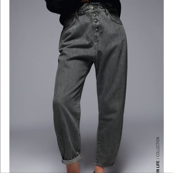 Zara | Jeans | Zara Baggy Paper Bag Button Fly Jeans | Poshmark